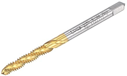 sourcing map Taraud Fil Spirale Cannelure 6-32 UNC HSS Haute Vitesse Acier Titane Plaqué Machine Fil Vis Taraud 3 Cannelures Tapotement Outil H2 Tolérance