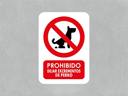 Oedim Pack 2 Señales Prohibido Dejar Excrementos de Perros, 14,85x21cm, Señaletica en Material Vinilo Adhesivo Monomérico, Duradera y Económica