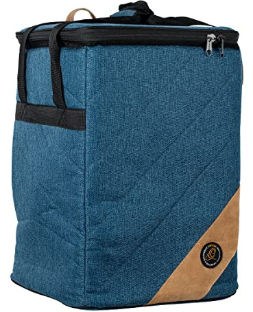 Ortega Guitars Premium Cajon Bag, Tasche für Cajon, Baumwolle Blau | 13,5 x 17,75 x 13,5 Zoll, mit Tragegriff und Rucksackgurten - Baumwolle / Leinen, 10mm Innenpolsterung, OGBCJ-OC