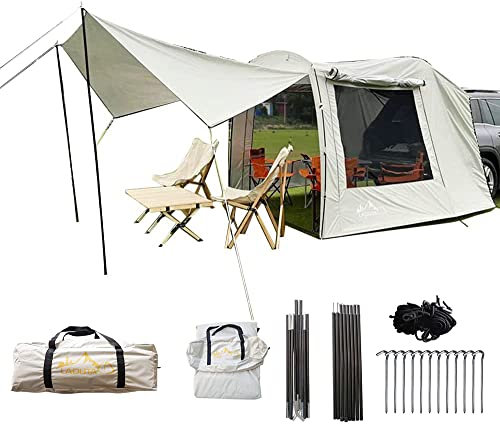 WINTENT Vielseitiges Auto-Zelt SUV Heckklappe Befestigung Zelt Regenfly-Schutz Raum für Camping (4,8 x 2,4 x 2,0 m) (Zufall)