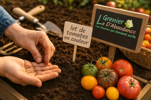 Lot de 300 graines à semer - Le Grenier d'Abondance - Fan de Tomates en couleurs - 7 variétés