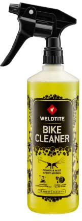 WELDTITE Fahrradreinigungsflasche mit Zitronenduft, biologisch abbaubarer Reiniger mit Power & Mist Sprühmodi, 1 Liter