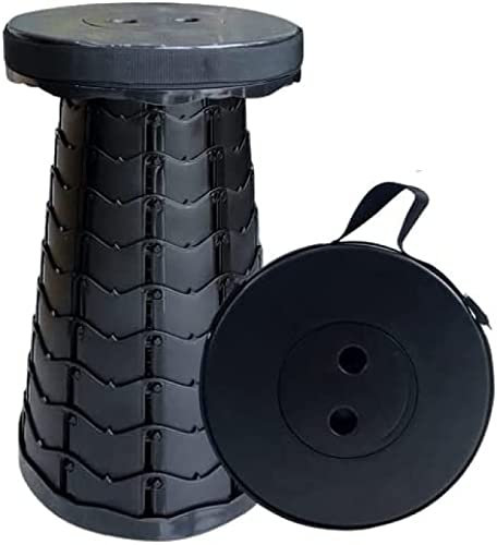 ZLASS Camping Hocker Deluxe Teleskop-Hocker; Tragbarer Teleskophocker Faltbarer Camping-Stuhl, Angelhocker, Festival Stuhl,Black
