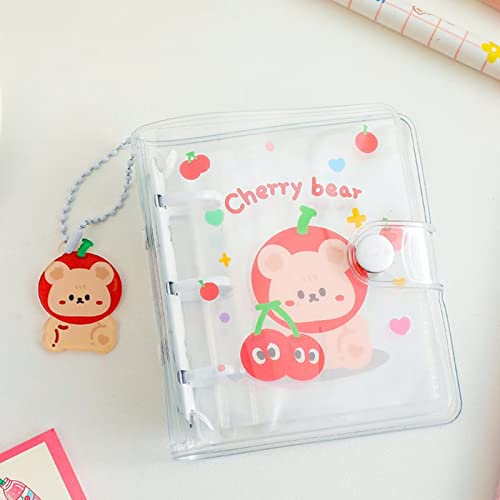 runrayay Bär Kirsche Fotokartenhalter Buch, 3 Inch Clear Mini Fotoalbum Sammelbuch 40 Taschen mit Anhänger DIY Keychian für das Sammeln von Bild