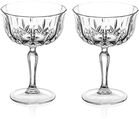 DIAMANTE Dorchester Champagne Prosecco Coupe Champagne Saucer Cocktail Saucer Glass Dessert Bowl - Made from Premium Lead Free Crystal - Set of 2