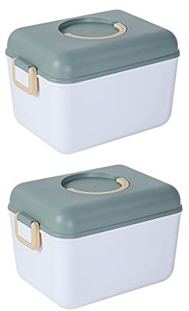luckxuan Erste Hilfe Set/Verbandskasten Medical Box Erste-Hilfe-Box-Kunststoff-Container-Box Tragbare Aufbewahrungsbox-Familie Erste-Hilfe-Kit-Medizin-Box (2 Stück) Familienmedizin Box (Size : B-l)
