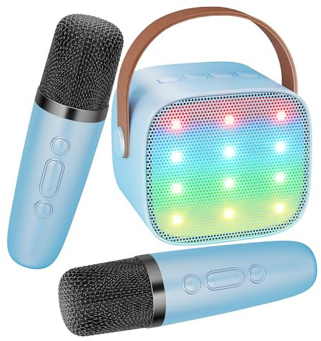 BONAOK Mikrofon Karaoke Spielzeug 2 Mikrofon, Bluetooth Karaokemaschinen für Kinder Erwachsene, Karaoke-Player Mikrofon zum Aufladen, Kinder Elektronisches Spielzeug (Blau)