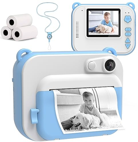 Silvergear® Sofortbildkamera für Kinder | Kinder-Fotokamera mit Papierdruck | mit Timer, Video- und MP3-Player | 2,0-Zoll-Bildschirm | Geschenk für Jungen und Mädchen (Blau)
