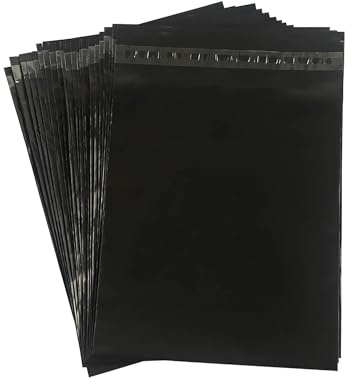 huruirui 30x42cm Versandtaschen Warensendung Versandbeutel Blickdicht Selbstklebend Versandtaschen Plastik Schwarz Versandtüten für Kleidung Logistikverpackungen Transport Verpackungskarton 30Stück