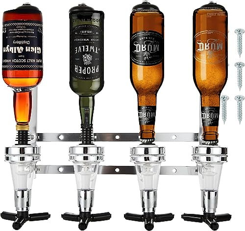 FWEEK Flaschenhalter Bar mit 30ml Dosierer, 4 Flaschen Bar Butler und Dosierer für Hausbar, Schnaps, Shot-Einteiler