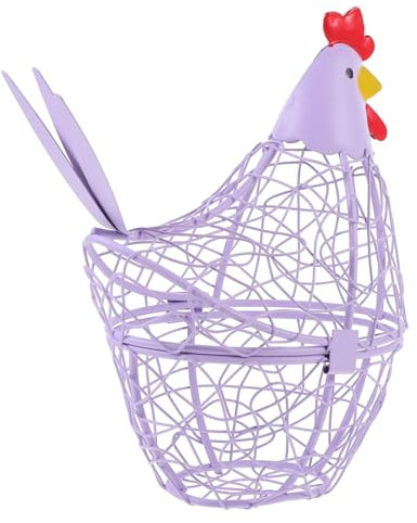 JOINPAYA Hen Shape Metal Wire Egg Basket Household Storage Organizer for Eggs Garlic Fruit Vegetables Kitchen Farmhouse Home Supplies
