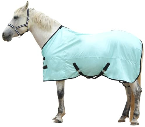 Gallopoff Fliegendecke für Pferde, Standard-Hals, bequemes Netz-Fliegendecke für Pferde, Sommerlaken für Pferde, UV-Schutz, Grün 69