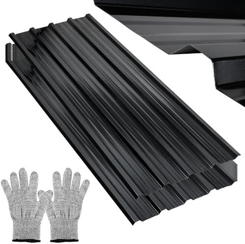 Fiqops Trapezblech Profilblech 24 Stück, Trapezblech 129cm x 46cm ca. 7 m², Wellblechplatten für Dach, Trapezblech Anthrazit Metallblech