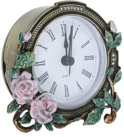 Cabilock Mini Tischuhr Vintage Stil Leise Europäische Kleine Uhr Zum Hinstellen Für Wohnzimmer Büro Deko Ästhetik