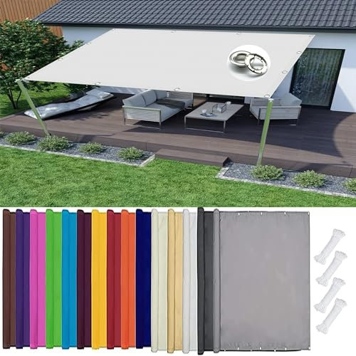 Sonnensegel Nach Mass 1.8 x 2.5 m Markisenstoff Balkonverkleidung Balkon Terrasse Uv-Beständig Witterungsbeständig Im Viele Größe Und Farben mit Kordel, Weiß