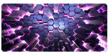 Mauspad XXL Mauspad Gaming 700x300x2mm, Mousepad XL mit Vernähte Kanten, rutschfeste Schreibtischunterlage Große für Verbessert Präzision (Lila Geometrisch)