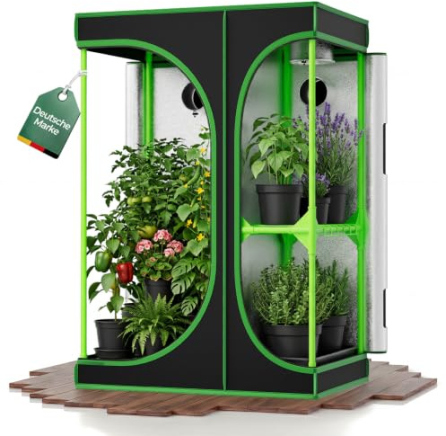 Grow Zelt für Pflanzen Zuchtzelt Gewächshaus Grow Schrank Kingpower | 90x60x135 cm, Anzucht, Box, Garten, Gemüse, Kräuter, Indoor, Blumen, Tomaten, Hydro Green