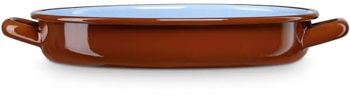 briebe Casserole basse induction 36 cm, casserole 5 l en acier émaillé vitrifié, convient pour vitrocéramique, feu, gaz, four, restaurants/maison, terre vintage marron tuile