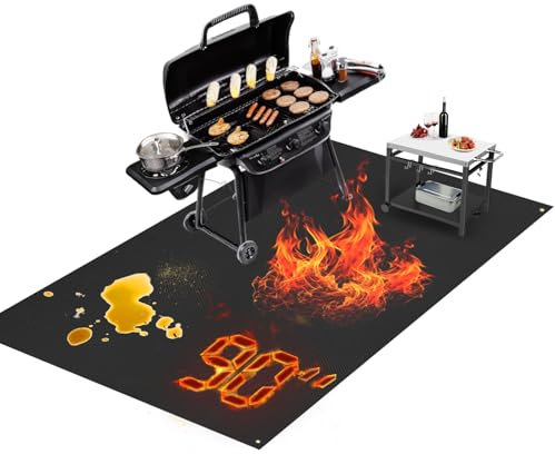 228,6 x 121,9 cm extra große Grillmatte, Grillmatte für Outdoor-Grilldeckschutz, kompatibel mit Blackstone Grillplatte, leicht zu reinigende Grillmatten, schwarz - 0,1 cm