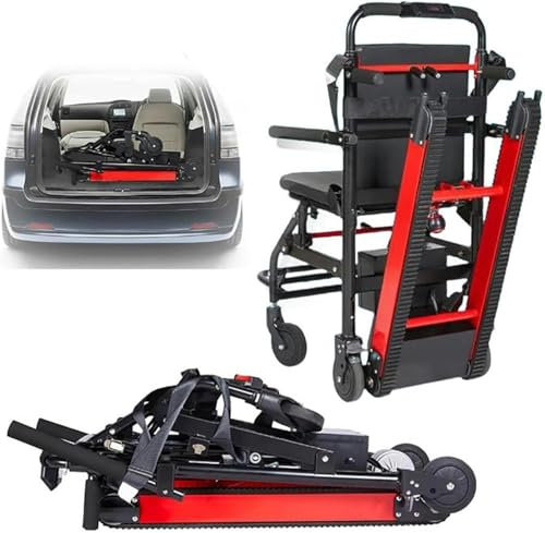 BTURYT Scalatore Elettrico Cingolato, Carrello Scalatore Elettrico, Sedia a Rotelle per Salire Scale per Paziente Anziano, Carico Sicuro 165 Kg/373 Lbs A~/