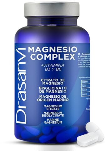 DRASANVI MAGNESIO COMPLEX | Magnesio Bisglicinato + Citrato de Magnesio + Magnesio Marino | Con Vitamina B3 y B6 | 250 mg por comprimido | Magnesio Alta Absorción | 180 comprimidos = 90 días