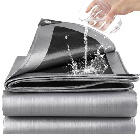 GKXLH Telo Impermeabile Esterno - Spessore 180 g/m² Resistente Telone Impermeabile per Esterno, protezione UV, plastica PE Telo Impermeabile per giardino, gazebo, campeggio, arredamento, capanno,4X6m