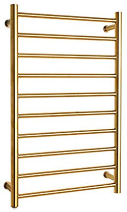 Scaldasalviette Elettrico Intelligente, radiatore per Bagno con scaldasalviette Elettrico a 10 Barre, scaldasalviette da Parete in Acciaio Inossidabile 304, Colore Oro, Plug-in