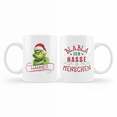 Weihnachtsmuffel - Personalisierte Tasse mit eigenem Namen & Spruch 325ml - Lustiges Geschenk für Weihnachtsmuffel und Anti-Weihnachtsfans