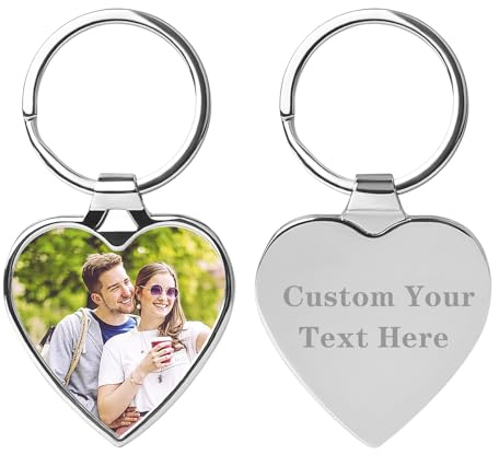 VALLEYWIND Personalisierter Schlüsselanhänger mit Foto und Text Gravur, Personalisierte Geschenke für Papa und Mama, Paar, Freund am Vatertag, Muttertag, Valentinstag, Weihnachten, Geburtstag (Herz)