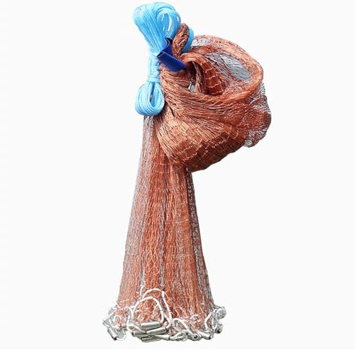 Redes de Pesca Red de Nylon con 1,8 a 7,2 Metros de Diámetro para Ríos y Lagos Accesorios de Pesca Portátiles Robustos y Duraderos (Altura/Radio: 4ft /1.2m)