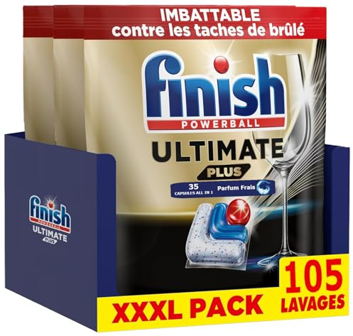 Finish Ultimate Plus Pastilles Lave-Vaisselle All in One- Parfum Frais - 105 Tablettes Lave-Vaisselle