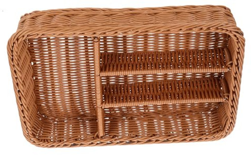 Cabilock Tiefe Lagerung Gabeln Set Korb 4 Abschnitte Rattan Gewebt Geschirr Lagerung Für Küche
