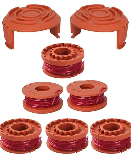 6 Bobine + 2 Copertura,Bobine di ricambio,Bobina a Filo per Tagliabordi,Bobina per strimmer,Compatibile con Worx WG150, WG151, WG151.5, WG152, WG153, WG154, WG155, WG155.5, WG156, WG157, WG160