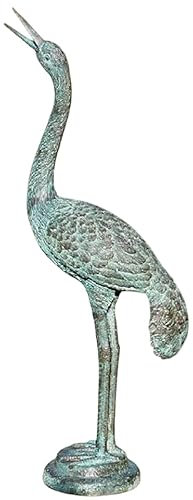 Generisch Bronze-Skulptur Kleiner Reiher | Kopf nach Oben | 65x11x61cm | Tierfigur aus Bronze handgefertigt
