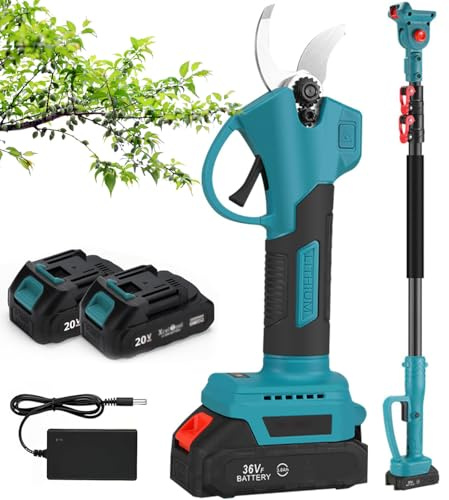 Forbici da potatura elettriche a Batteria, Forbici da Giardino a Batteria elettrica con Asta telescopica da 2 m, Apertura delle Forbici a Mano di 2,5 cm, Batteria da 3000 mAh, per Alberi