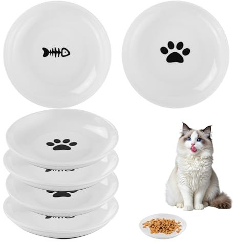 6 Stück Futternapf Katze,Katzennapf Keramik mit Rutschfestem Gummiboden,15 cm Durchmesser, Katzennapf für Haustierkatzen und Welpen (6)