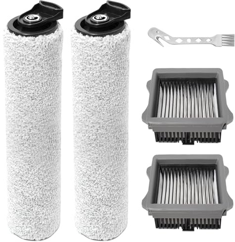 DianSung Roller Brush + Filter Replacement Parts For Tineco FLOOR ONE S5 Steam/IFLOOR 5 Steam Wet And Dry Vacuum Cleaner, Accessory Set 2 Brush Roll + 2 Filters + 1 Cleaning Brush
