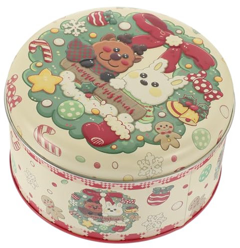 Garneck Caja De Hojalata Navideña Para Galletas y Dulces Pequeños, Lata Decorativa Metálica Tapa, Diseño Festivo Para Regalar Navidad, Almacenamiento Multiuso Para Fiestas, 1 Unidad