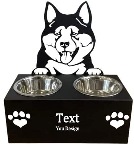 Personalised Dog Bowl – Non-Slip Elevated Pet Dish with Engraved Design | Small, Medium, Large Sizes | Durable Food & Water Bowl for All Breeds (Aktia)
