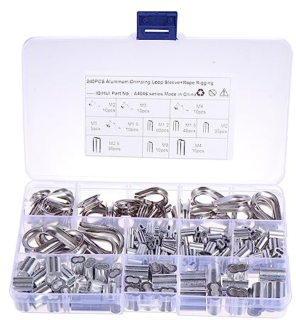 Zerodeko 240piezas Manguito De Cable De Acero Inoxidable Kit De Anillos De Corazón Ovalados Manguitos De Engarce Para Proyectos De Cableado