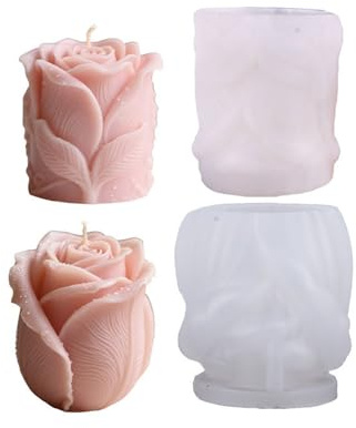 Abhpjuy Kerzenform Silikon 3D Silikonformen Gießformen, Weihnachten Kerzenformen zum gießen für Weihnachtsdeko, Bastelarbeiten (2pcs)