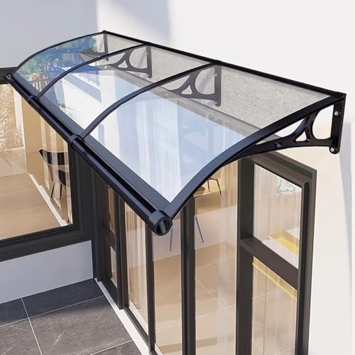 Door Awnings Exterior Rain and Snow canopy, Polycarbonate Cover Window Awnings for Door Entrance, Awning with Aluminum Bracket for Sun Shutter, UV Protection(Transparent,31x126in/80x320cm)