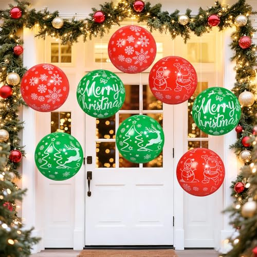 Wlicon 8 PCS 40 CM Christmas Inflatable Balls Outdoor Inflatable Christmas Ball Ornaments for Xmas Garden Lawn Yard Holiday Front Door Window Decoration