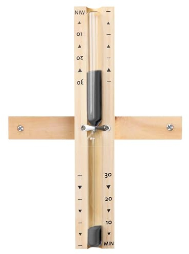 30 Minute Sauna Sand Timer, Rotating Wooden Sauna Hourglass, Reloj De Arena, Heat Resistant Sand Clock Hour Glass Timer with Black Sand for SPA Room