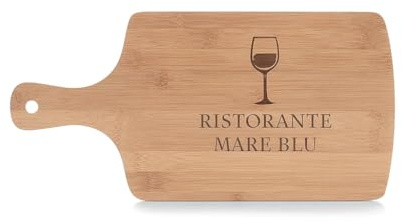 Butterfly Store Tagliere in Bambù Personalizzato con Logo Aziendale – 40×19,5 cm, Set da 12/24/50/100 Pezzi – Regalo Aziendale, Catering, Ristoranti, B&B
