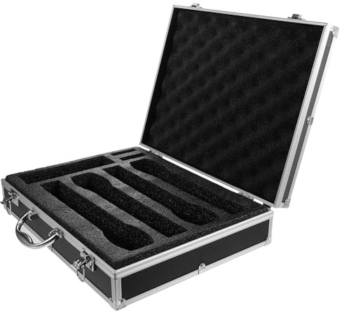 Cabilock Kabellose Mikrofon Aufbewahrung Hartbox Mit Griff Stoßfeste Tragetasche Für 4 Handmikrofone Mikrofonkoffer Mit Organizer Für Reisen Und Zubehör