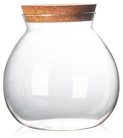 Pot de Terrarium, Terrarium de Plantes en Verre 1800 ML, récipient fermé avec Couvercle en liège pour Plantes succulentes, récipient Vase Bol à Poisson