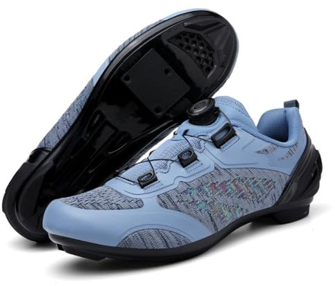 Vägcykelskor unisex män och kvinnor - hållbar komfort utomhus inomhus cykling sneaker andningsbar, lätt vägcykel cykelskor cykel kompatibla, BLÅ, 41.5 EU