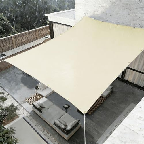Voile d'ombrage Imperméable 160 x 700 cm avec Œillets, UV Protection, Imperméable Voile Ombrage 180 G M² Polyester, sur Mesure, Indéchirable pour Pergola, Balcon, Camping, Jaune Sable