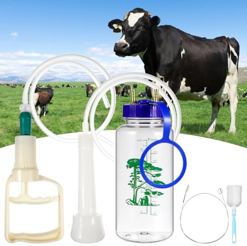 Manual Goat Milker, 1000 ml Hand Pump, Single Teat Cup for Sheep | Portable Manual Milker with Hand Vacuum Pump, Single Teat Cup Milking Kit for Small Farm